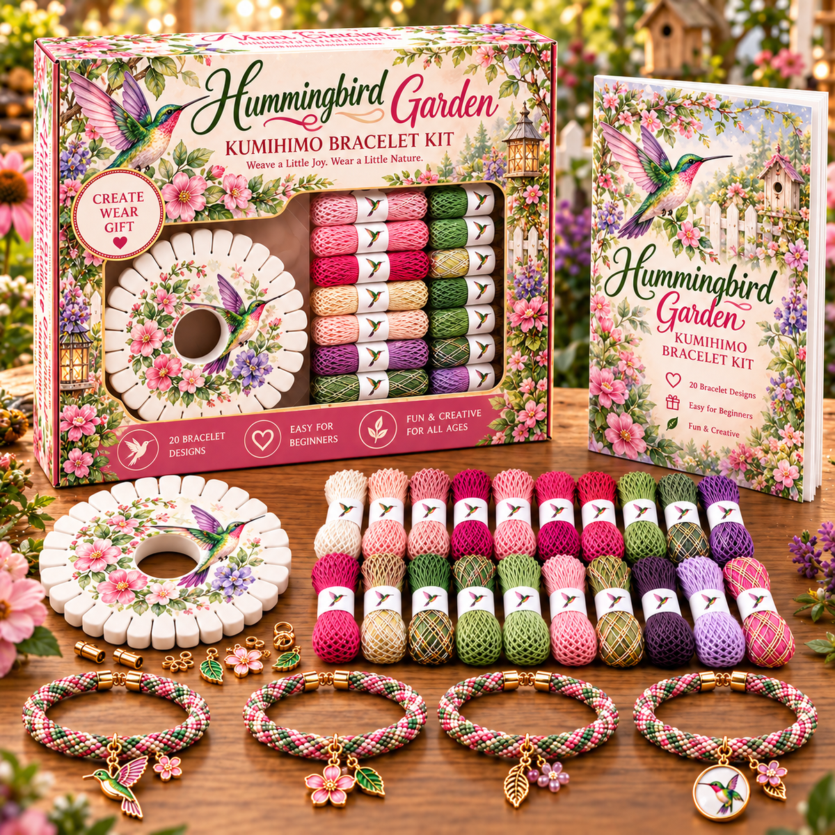🔥 LAST DAY 70% OFF – ✨ Beginner-Friendly 🦋 Woodland & Garden Kumihimo Bracelet Making Kit – DIY Braided Friendship Bracelets & Creative Gift Set