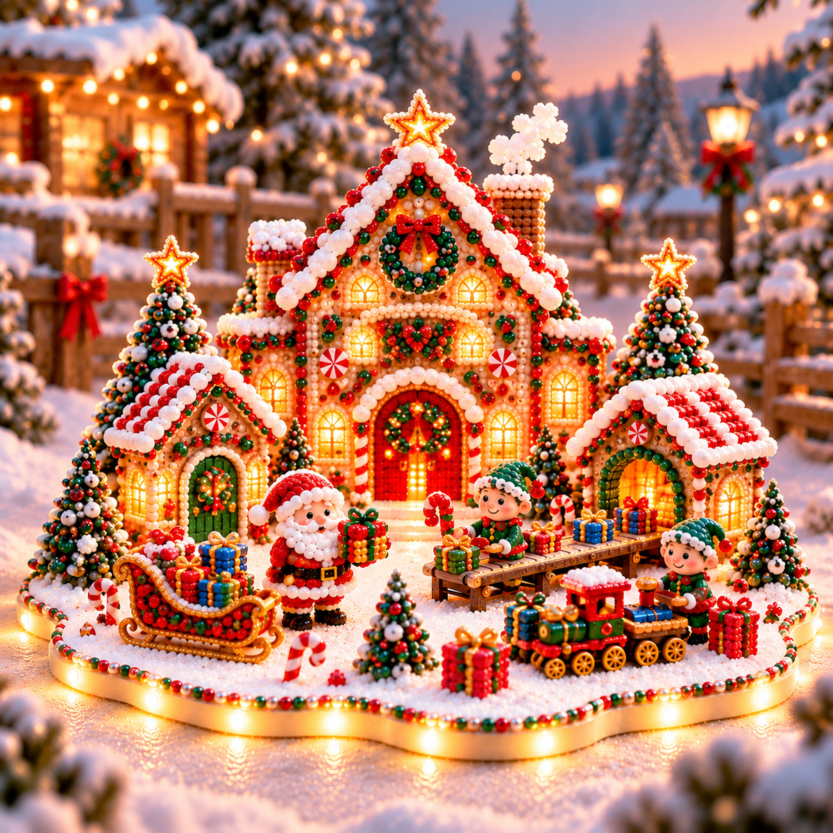 🔥Last Day 70% OFF –✨3D Magical Christmas Village – DIY Rhinestone Set for Festive Table Decor