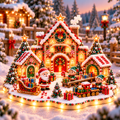 🔥Last Day 70% OFF –✨3D Magical Christmas Village – DIY Rhinestone Set for Festive Table Decor