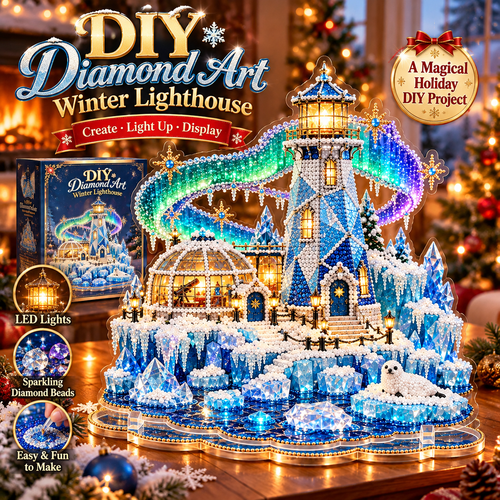 🔥 LAST DAY 70% OFF | 🎄2026 Christmas Lighthouse DIY Diamond Painting Kit – Sparkling Pearl Beads & Christmas Home Decor 🎁