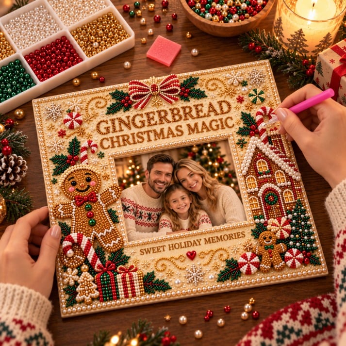 🔥Holiday Sale 70% OFF-🎄 DIY Christmas Pearl & Rhinestone Photo Frame Kit | Beginner-Friendly Holiday Craft 💎