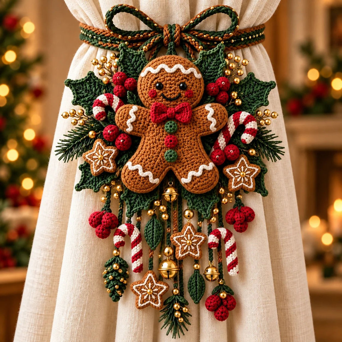 ⏳ Last Day 70% OFF – 🎄 Christmas Crochet Curtain Tieback DIY Kit | Beginner-Friendly Options, 8 Festive Designs 🧶