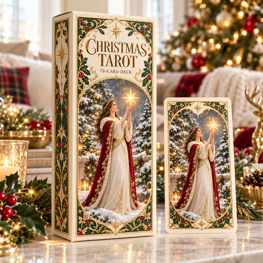 Holiday Sale 70% OFF🎉-🔮Christmas Tarot Deck – 78 Festive Cards with Guidebook & 12-Day Reflection Guide