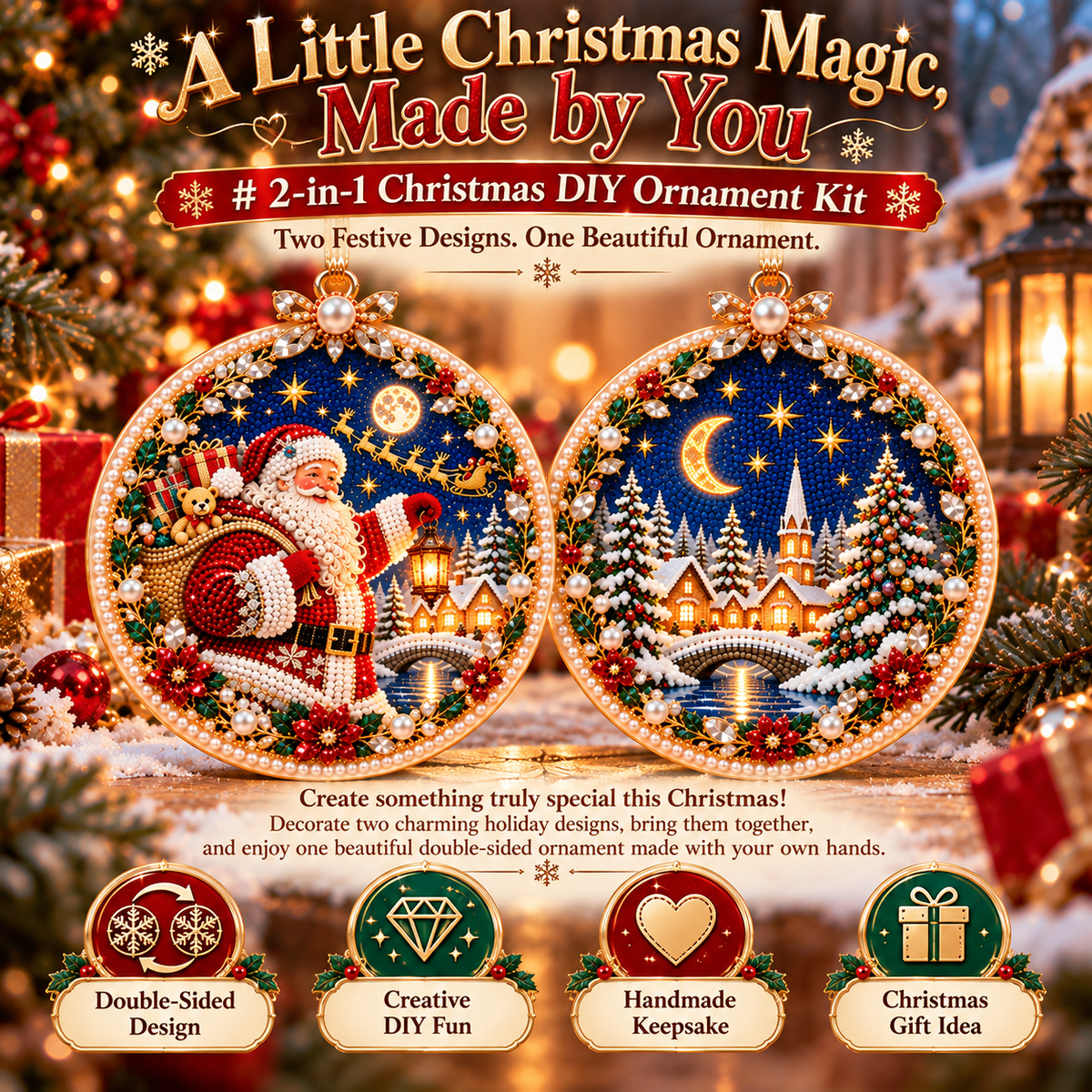 🔥 Holiday Sale: 70% OFF-🎄 2-in-1 DIY Double-Sided Christmas Diamond Art Ornament Kit – Handmade Holiday Tree Decoration & Keepsake Gift