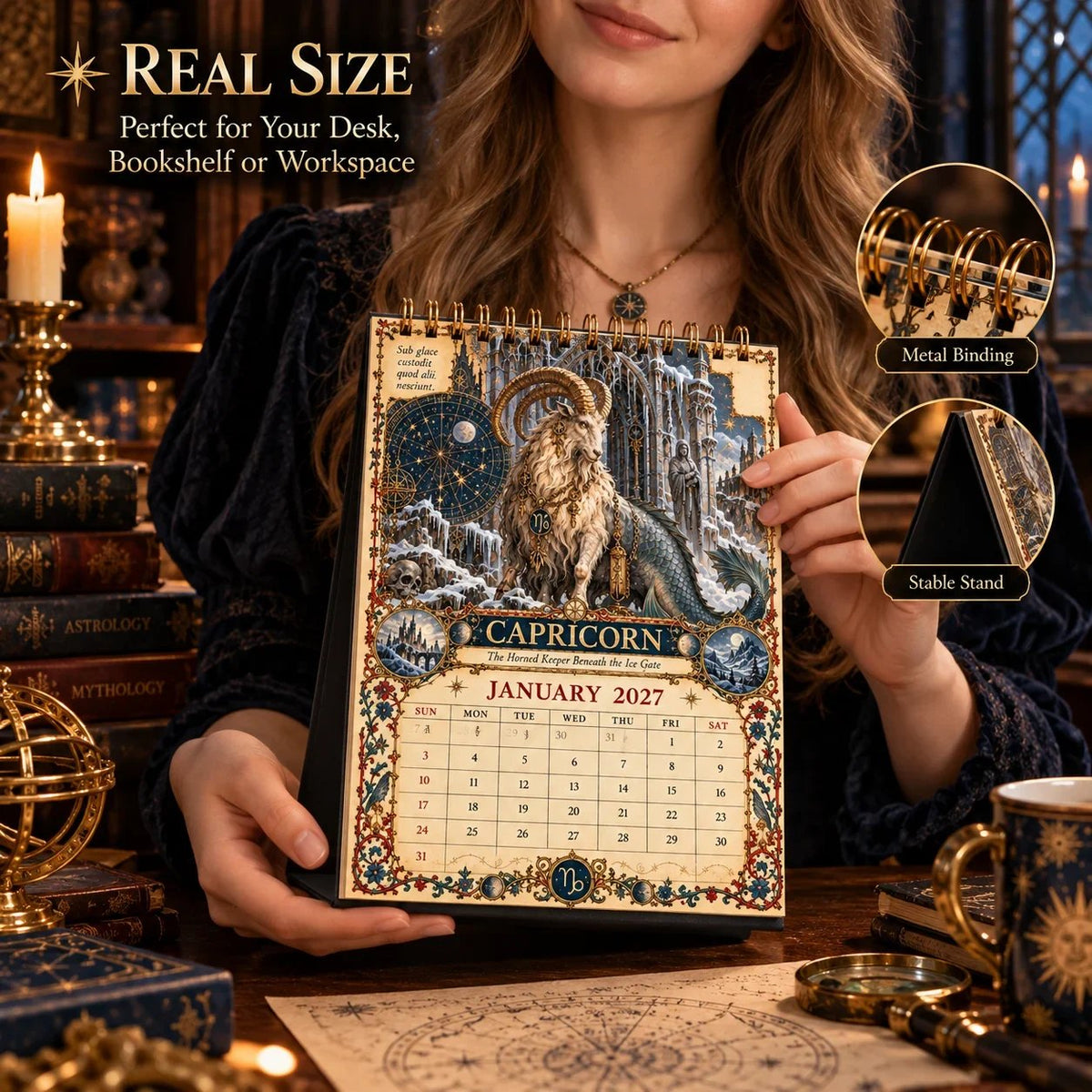 ✨2027 Zodiac Grimoire Calendar – 12 Months of Medieval Astrology Art📅