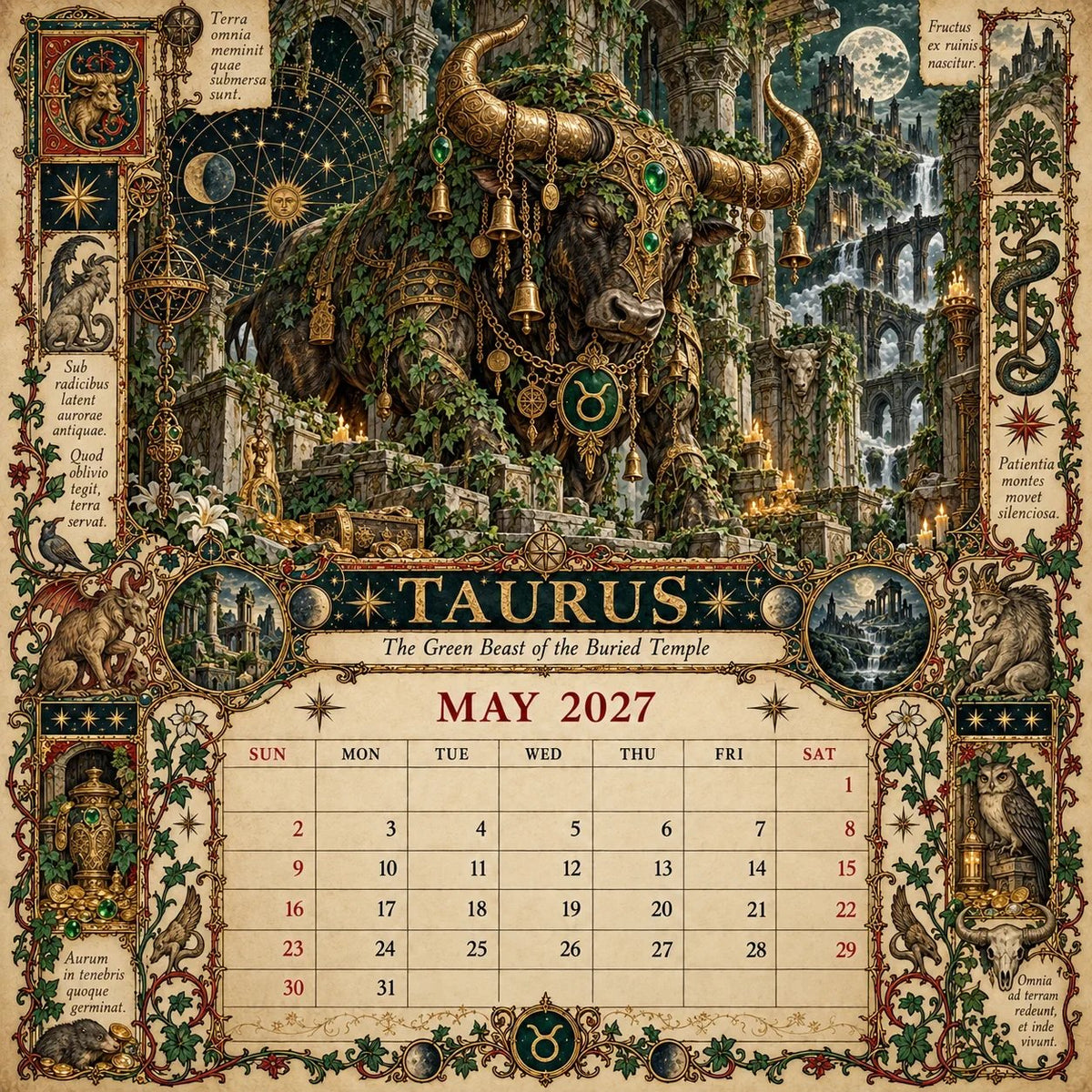 ✨2027 Zodiac Grimoire Calendar – 12 Months of Medieval Astrology Art📅