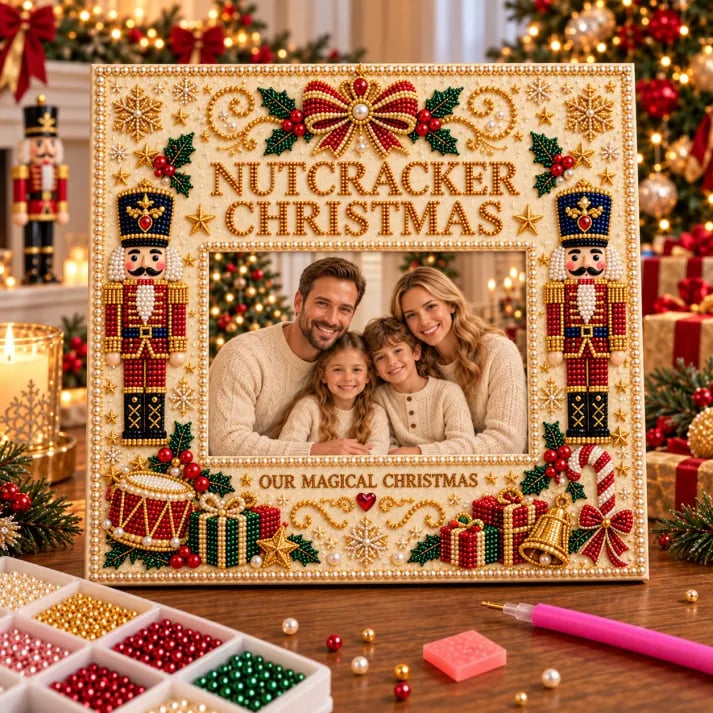 🔥Holiday Sale 70% OFF-🎄 DIY Christmas Pearl & Rhinestone Photo Frame Kit | Beginner-Friendly Holiday Craft 💎
