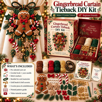 ⏳ Last Day 70% OFF – 🎄 Christmas Crochet Curtain Tieback DIY Kit | Beginner-Friendly Options, 8 Festive Designs 🧶