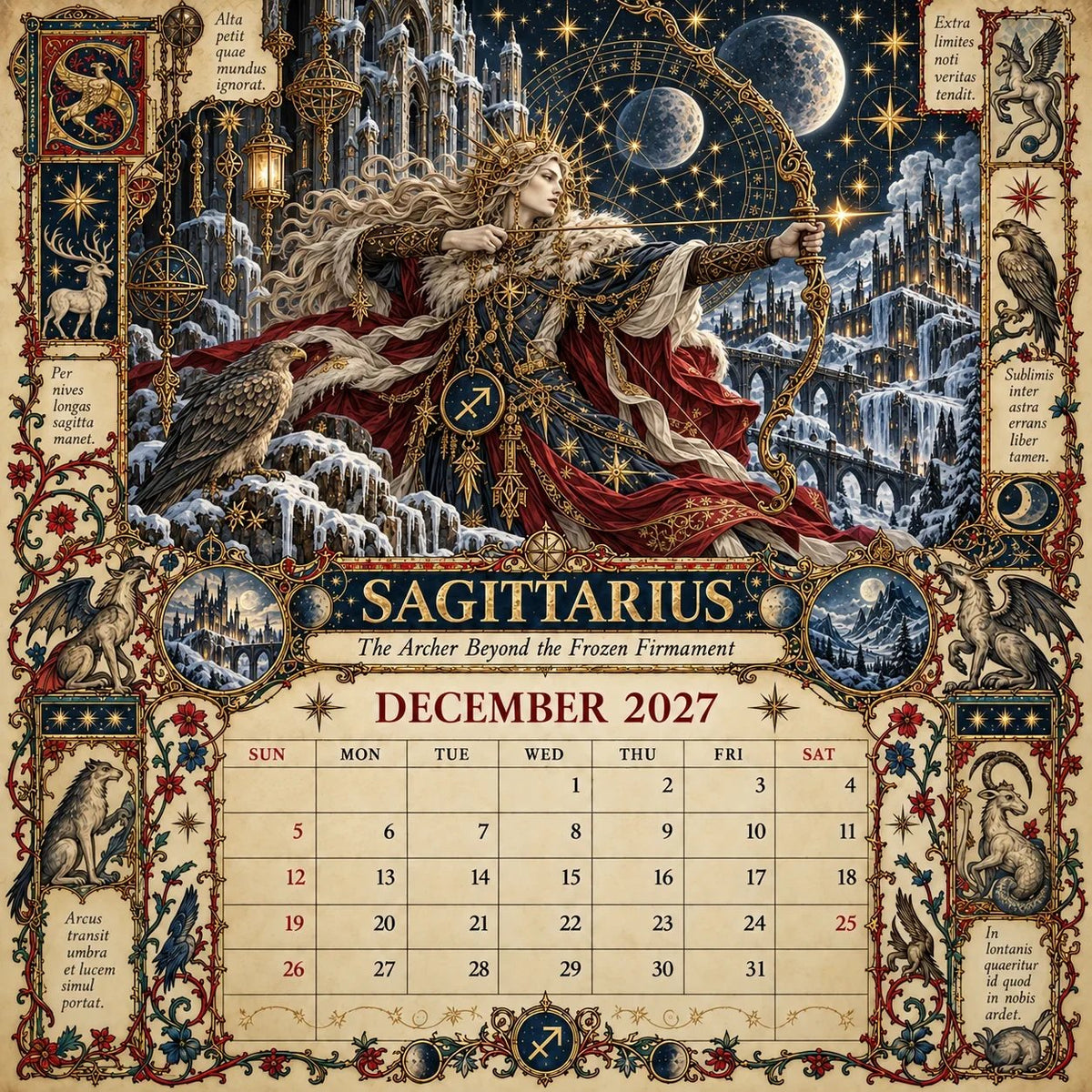 ✨2027 Zodiac Grimoire Calendar – 12 Months of Medieval Astrology Art📅