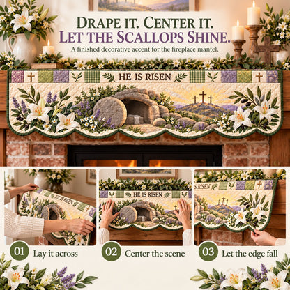 ⏳ Last Day 70% OFF – ✝️ Easter Quilted Fireplace Mantel Scarf 🌷