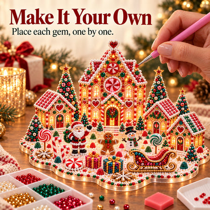 🔥Last Day 70% OFF –✨3D Magical Christmas Village – DIY Rhinestone Set for Festive Table Decor
