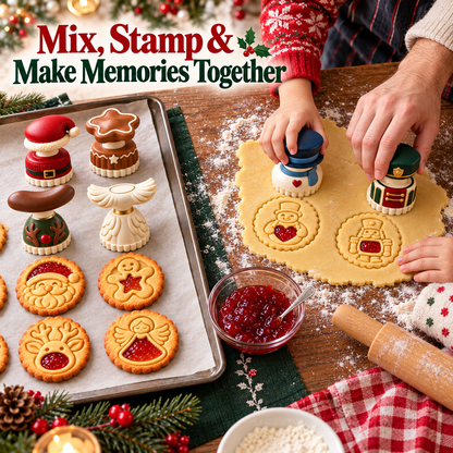 🔥Holiday Sale 70% OFF-Christmas Jam Cookie Press – Festive Character Handles & Embossed Designs