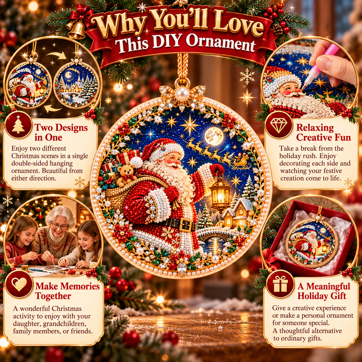 🔥 Holiday Sale: 70% OFF-🎄 2-in-1 DIY Double-Sided Christmas Diamond Art Ornament Kit – Handmade Holiday Tree Decoration & Keepsake Gift