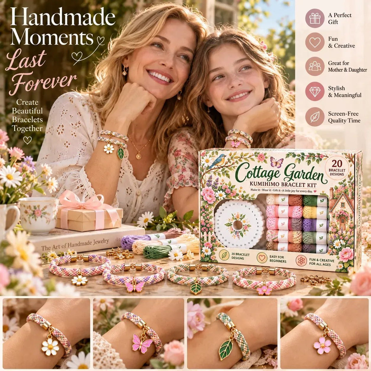 🔥 LAST DAY 70% OFF -✨Beginners Friendily🌸Cottage Garden Kumihimo Bracelet Making Kit – DIY Braided Friendship Bracelets & Creative Gift Set