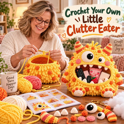 ✨🏆Limited Time Holiday Sale 70% OFF🎄Clutter Munchers Hungry Monster DIY Crochet Storage Buddies 👾🧶