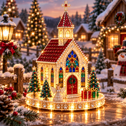 🔥Last Day 70% OFF –✨3D Magical Christmas Village – DIY Rhinestone Set for Festive Table Decor