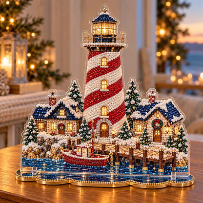 🔥 LAST DAY 70% OFF | 🎄2026 Christmas Lighthouse DIY Diamond Painting Kit – Sparkling Pearl Beads & Christmas Home Decor 🎁