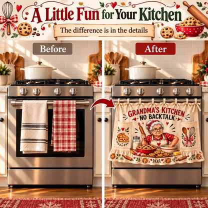 🔥Holiday Sale 70% OFF-👵 Funny Kitchen Sayings Farmhouse Oven Door Hanging Curtain