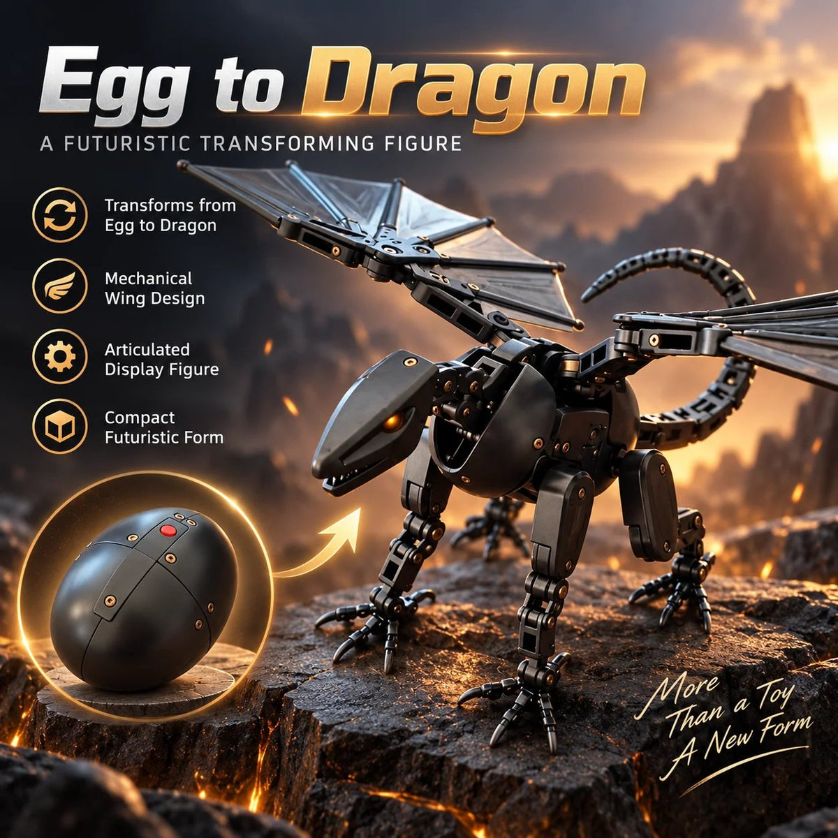 🔥Holiday Sale 70% OFF-🐉DragonMorph – Egg to Dragon Transforming Mechanical Toy