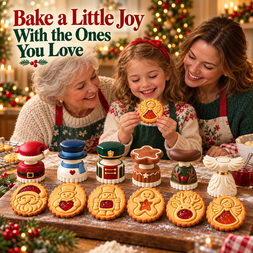 🔥Holiday Sale 70% OFF-Christmas Jam Cookie Press – Festive Character Handles & Embossed Designs