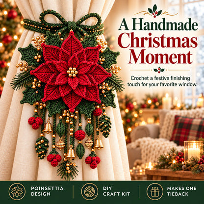 ⏳ Last Day 70% OFF – 🎄 Christmas Crochet Curtain Tieback DIY Kit | Beginner-Friendly Options, 8 Festive Designs 🧶