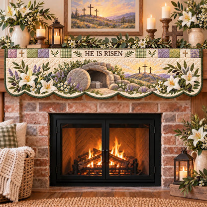 ⏳ Last Day 70% OFF – ✝️ Easter Quilted Fireplace Mantel Scarf 🌷