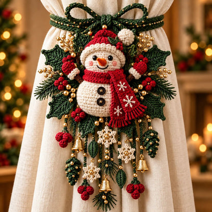 ⏳ Last Day 70% OFF – 🎄 Christmas Crochet Curtain Tieback DIY Kit | Beginner-Friendly Options, 8 Festive Designs 🧶