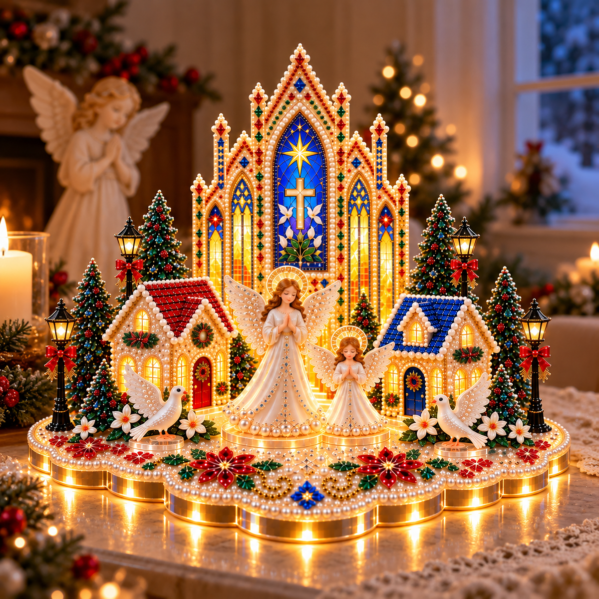 🔥Last Day 70% OFF –✨3D Magical Christmas Village – DIY Rhinestone Set for Festive Table Decor