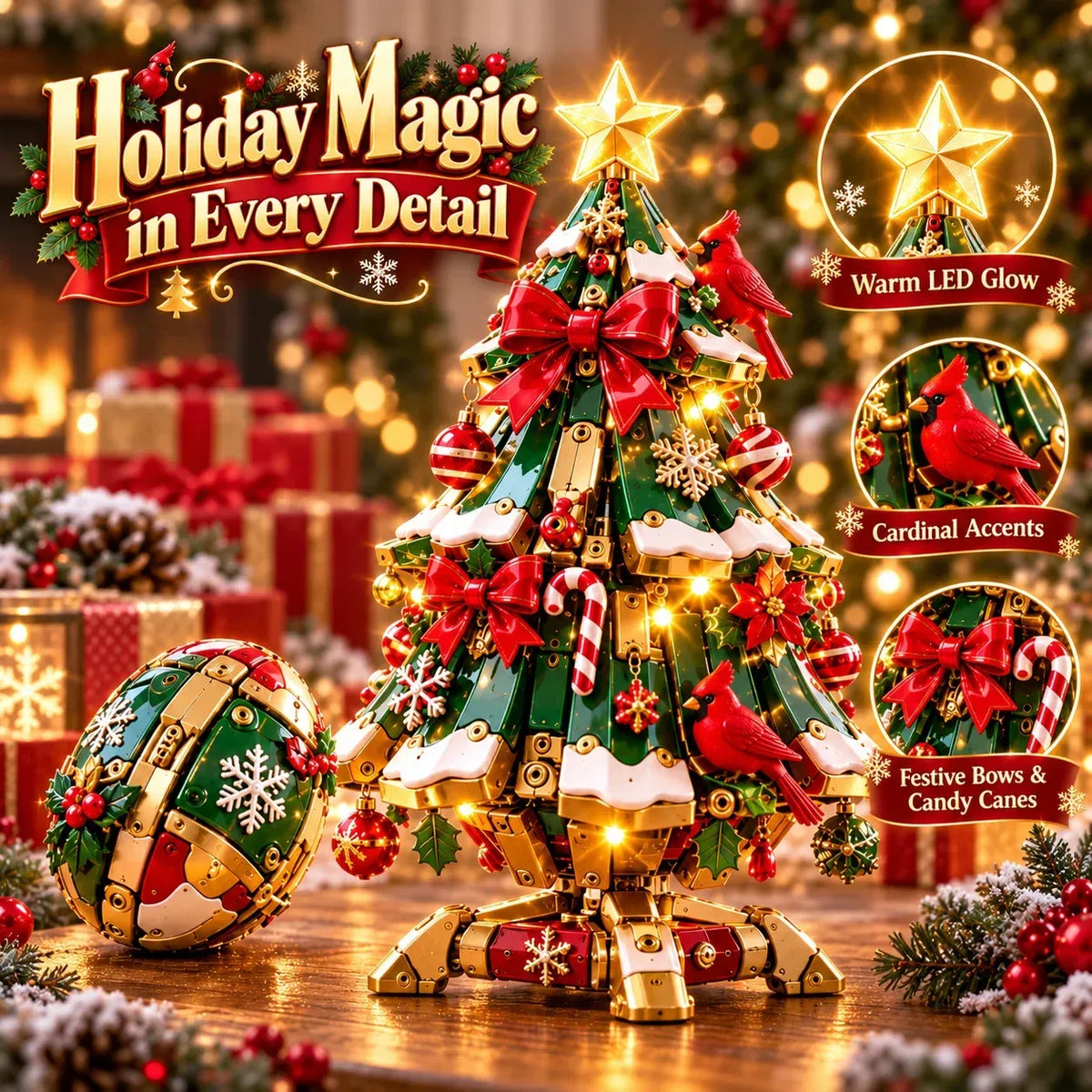 🔥 LAST DAY 70% OFF 🔥 Egg-to-Christmas TreeTM Magical Transforming Toy – Cardinal Christmas Tree Holiday Gift 🎄🎁✨