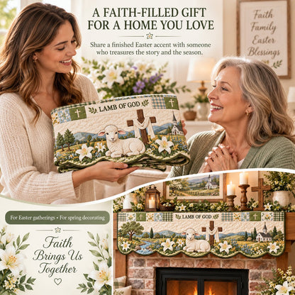 ⏳ Last Day 70% OFF – ✝️ Easter Quilted Fireplace Mantel Scarf 🌷