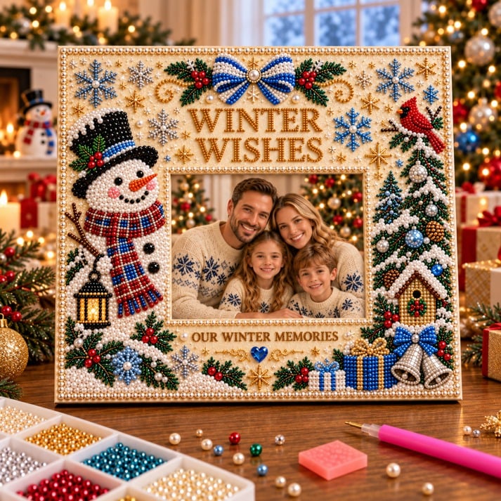 🔥Holiday Sale 70% OFF-🎄 DIY Christmas Pearl & Rhinestone Photo Frame Kit | Beginner-Friendly Holiday Craft 💎
