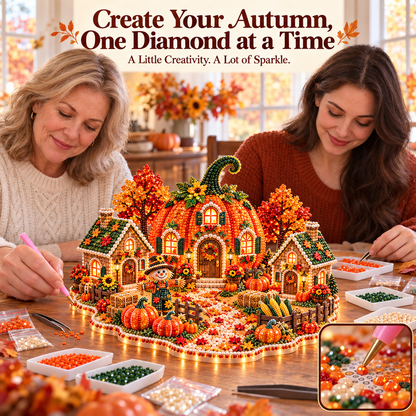 🍂 DIY Sparkling Autumn Village — 3D Diamond Art Decoration Kit