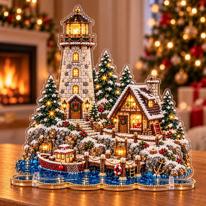🔥 LAST DAY 70% OFF | 🎄2026 Christmas Lighthouse DIY Diamond Painting Kit – Sparkling Pearl Beads & Christmas Home Decor 🎁