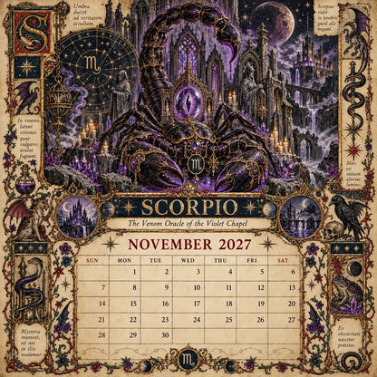 ✨2027 Zodiac Grimoire Calendar – 12 Months of Medieval Astrology Art📅