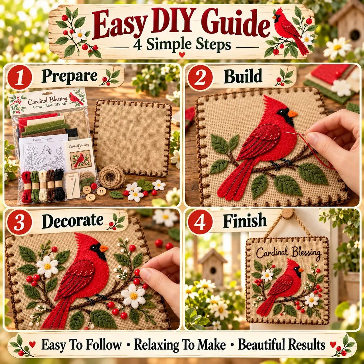 ⏳ Last Day 70% OFF – 🐦 Beginner-Friendly Garden Birds Fabric Weaving Kit | 6 Bird Designs with Fabric, Felt, Thread & Guide 💕