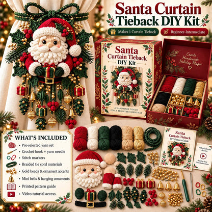 ⏳ Last Day 70% OFF – 🎄 Christmas Crochet Curtain Tieback DIY Kit | Beginner-Friendly Options, 8 Festive Designs 🧶