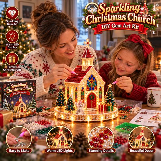 🔥Last Day 70% OFF –✨3D Magical Christmas Village – DIY Rhinestone Set for Festive Table Decor
