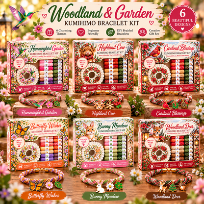 🔥 LAST DAY 70% OFF – ✨ Beginner-Friendly 🦋 Woodland & Garden Kumihimo Bracelet Making Kit – DIY Braided Friendship Bracelets & Creative Gift Set