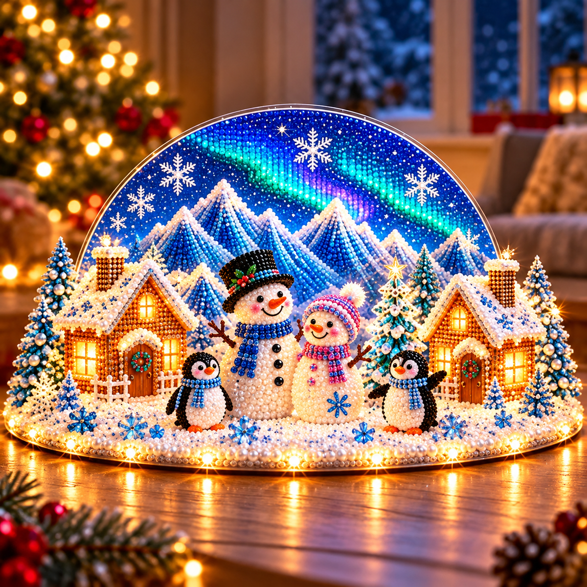 🔥Last Day 70% OFF –✨3D Magical Christmas Village – DIY Rhinestone Set for Festive Table Decor
