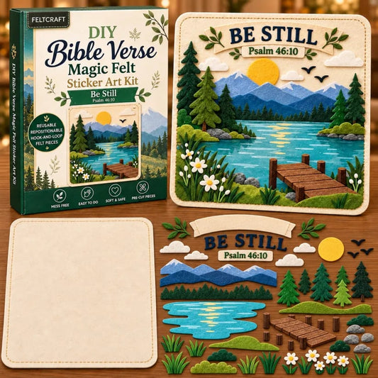 🔥 Holiday Sale: 70% OFF-🌿✝️ Bible Verse Magic Felt Sticker Art DIY Kit – 6 Faith-Inspired Designs
