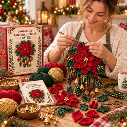 ⏳ Last Day 70% OFF – 🎄 Christmas Crochet Curtain Tieback DIY Kit | Beginner-Friendly Options, 8 Festive Designs 🧶