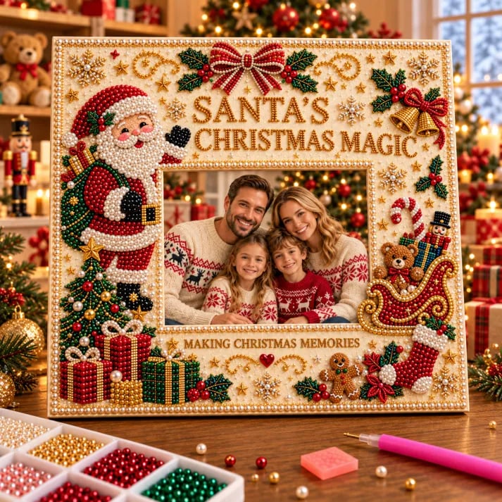 🔥Holiday Sale 70% OFF-🎄 DIY Christmas Pearl & Rhinestone Photo Frame Kit | Beginner-Friendly Holiday Craft 💎
