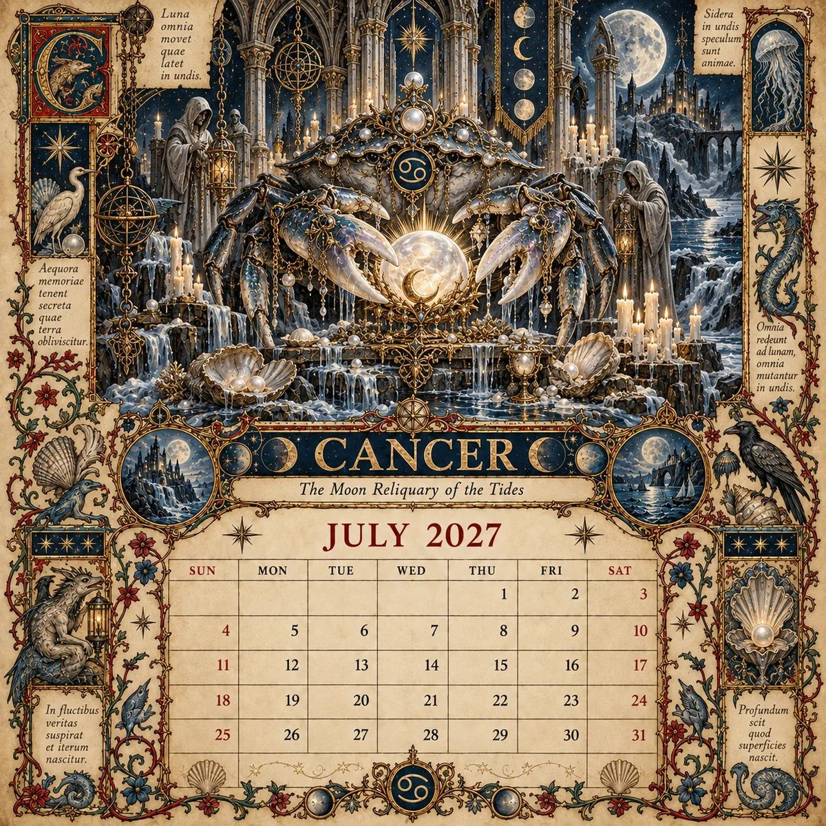 ✨2027 Zodiac Grimoire Calendar – 12 Months of Medieval Astrology Art📅