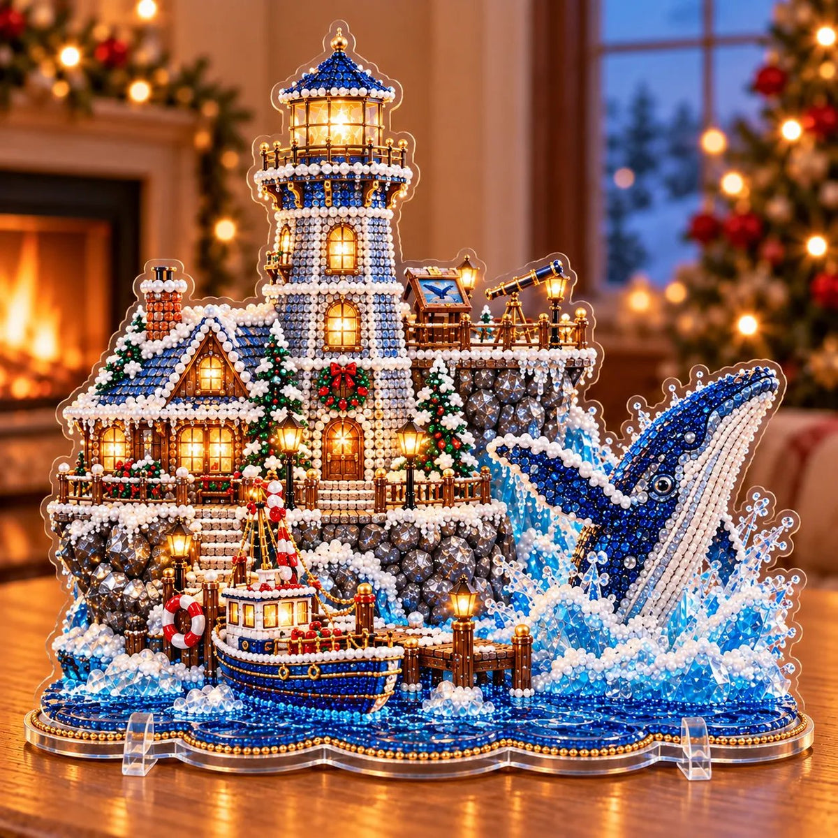 🔥 LAST DAY 70% OFF | 🎄2026 Christmas Lighthouse DIY Diamond Painting Kit – Sparkling Pearl Beads & Christmas Home Decor 🎁
