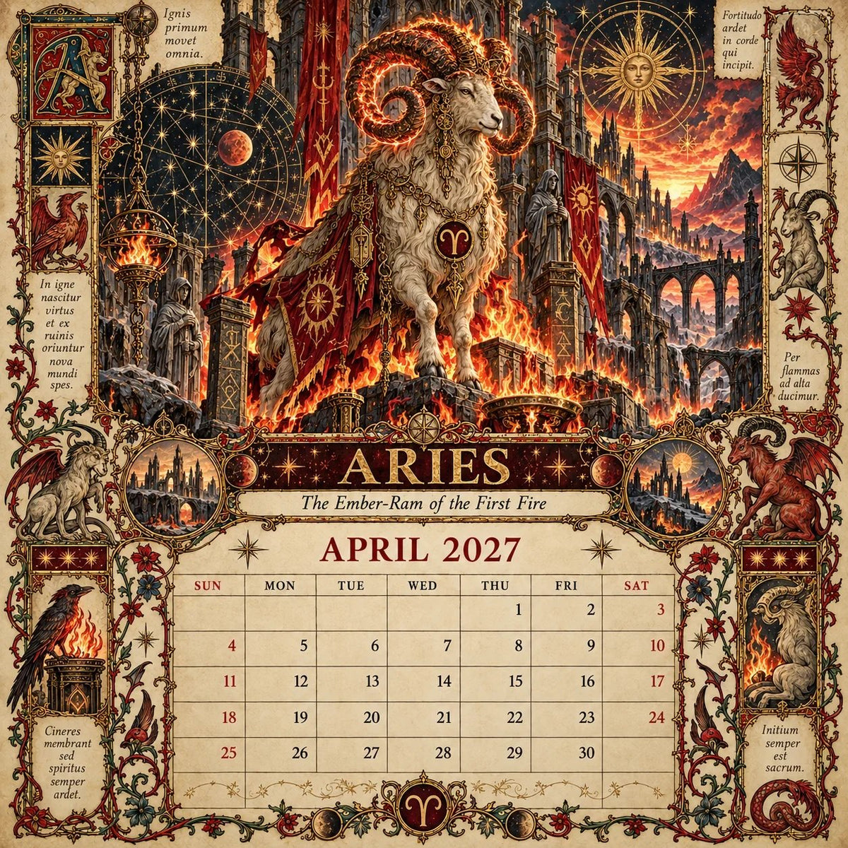 ✨2027 Zodiac Grimoire Calendar – 12 Months of Medieval Astrology Art📅