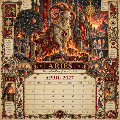✨2027 Zodiac Grimoire Calendar – 12 Months of Medieval Astrology Art📅