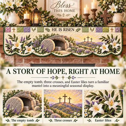 ⏳ Last Day 70% OFF – ✝️ Easter Quilted Fireplace Mantel Scarf 🌷