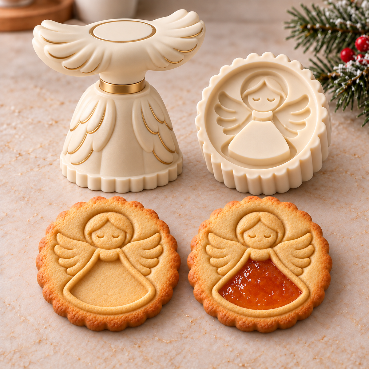 🔥Holiday Sale 70% OFF-Christmas Jam Cookie Press – Festive Character Handles & Embossed Designs