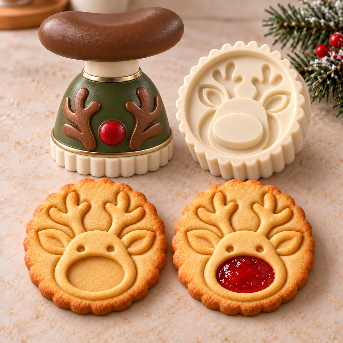🔥Holiday Sale 70% OFF-Christmas Jam Cookie Press – Festive Character Handles & Embossed Designs
