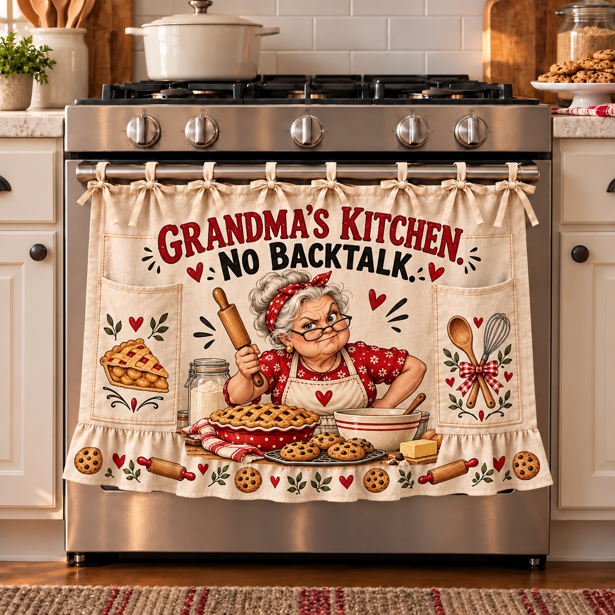 🔥Holiday Sale 70% OFF-👵 Funny Kitchen Sayings Farmhouse Oven Door Hanging Curtain
